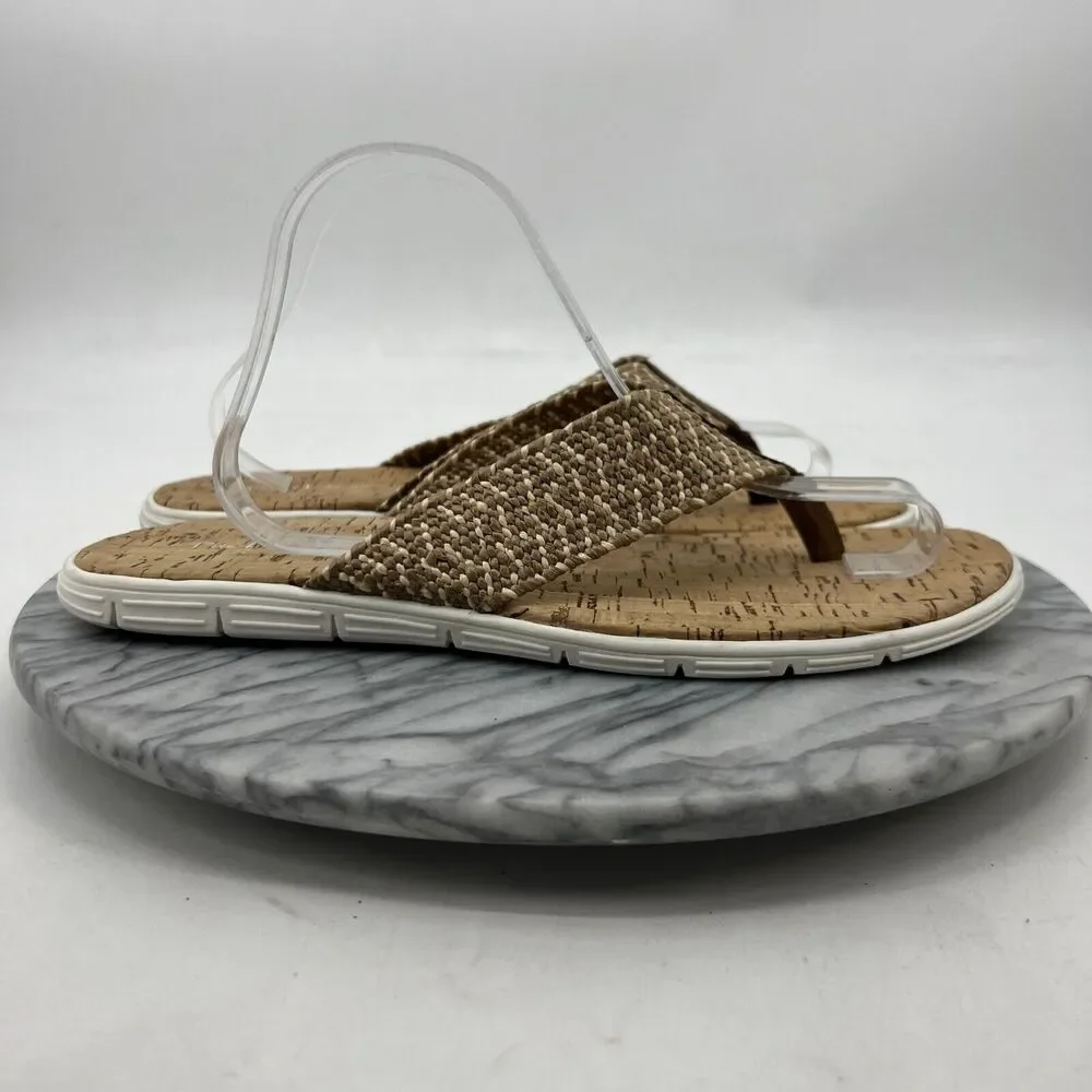 Pete Huntington Flip Flop Mens 10 Thong Sandals Woven Textile Strap Cork Footbed